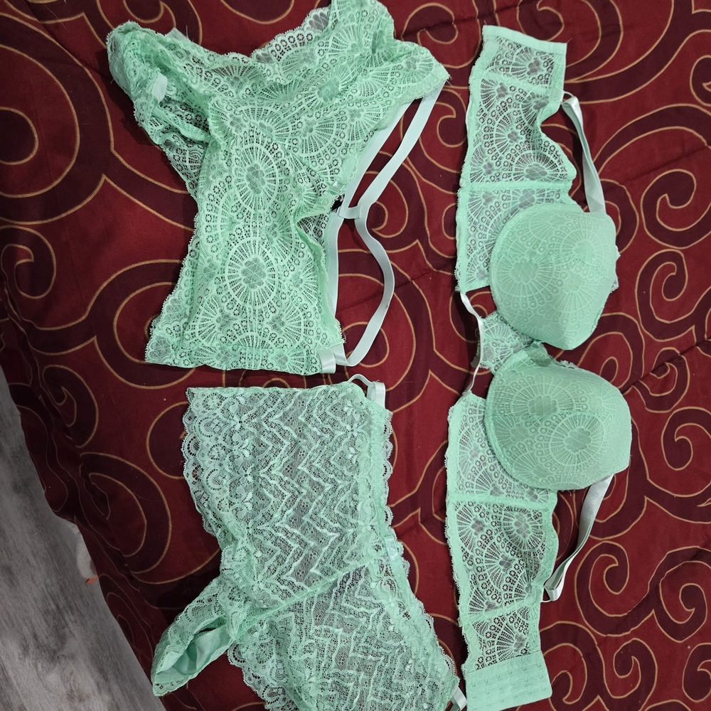 3 Pcs. Bra & Panties Set New Never Worn Bra Size 40D Panties 2X